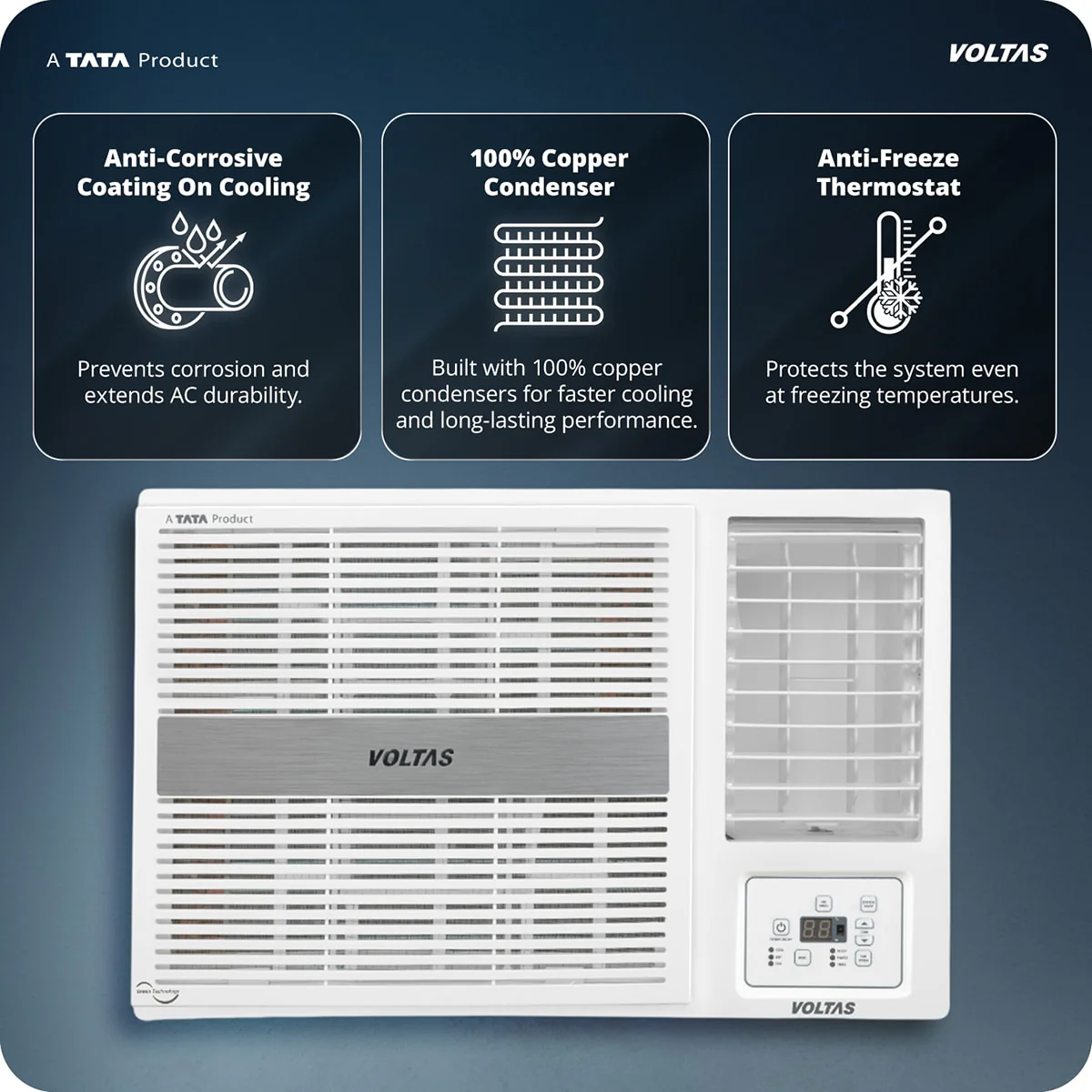 Voltas Window Air Conditioner, 1.5 Ton, 3 Star - 183INV Pearl - Image 17