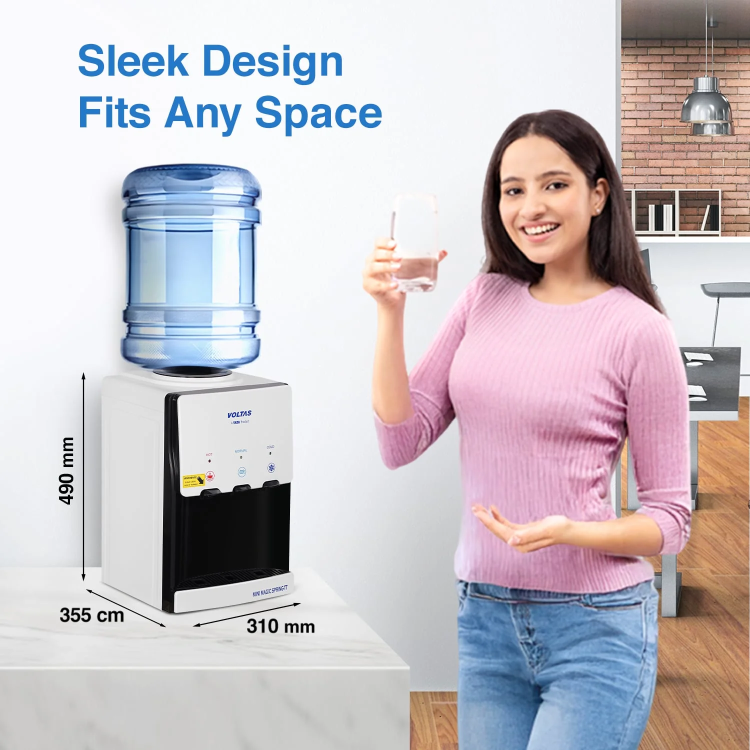 Voltas Water Dispenser ISI Mark Minimagic Spring TT White [Table Top] - Image 4